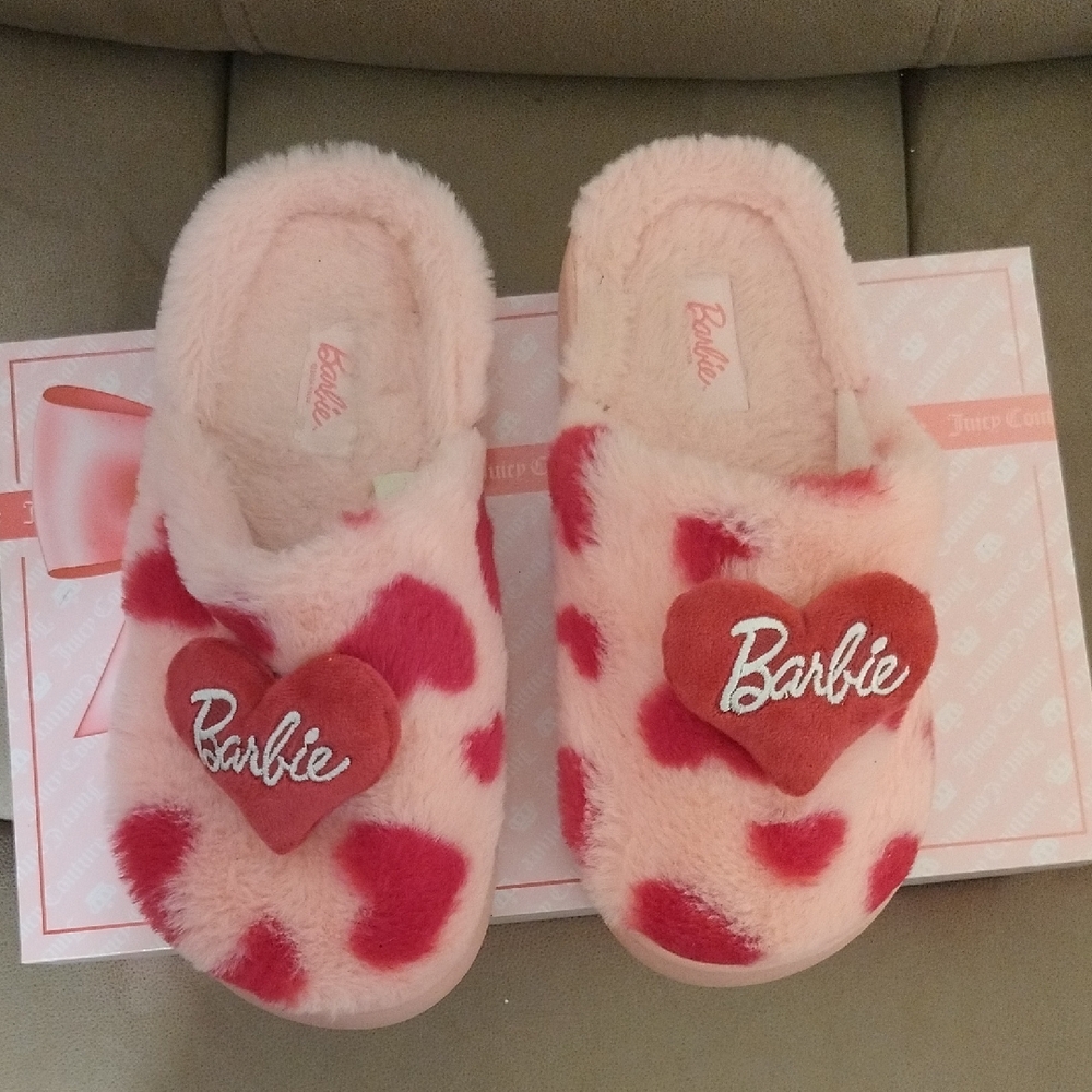 Barbie Pink Slippers with Red Hearts